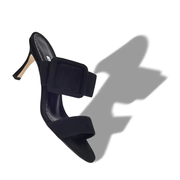Manolo Blahnik Gable Black Suede open toe mules size 36. Us 6 - Picture 5 of 11